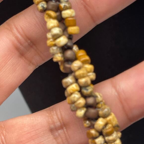 Vintage Semi Precious Braided Stone Necklace Gem Pendant B#6 - Picture 9 of 10